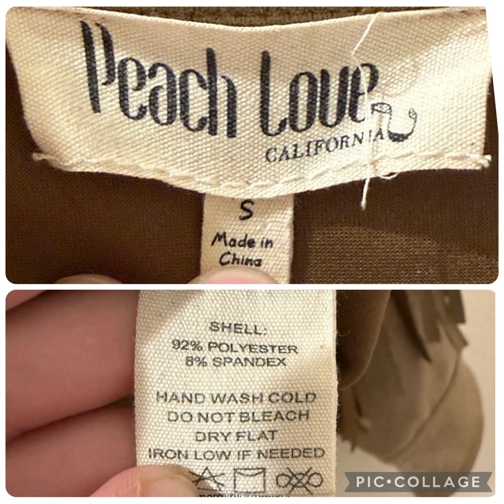 Peach Love California Faux Suede Fringe Western Cropped Shacket Jacket Size S - Picture 7 of 8